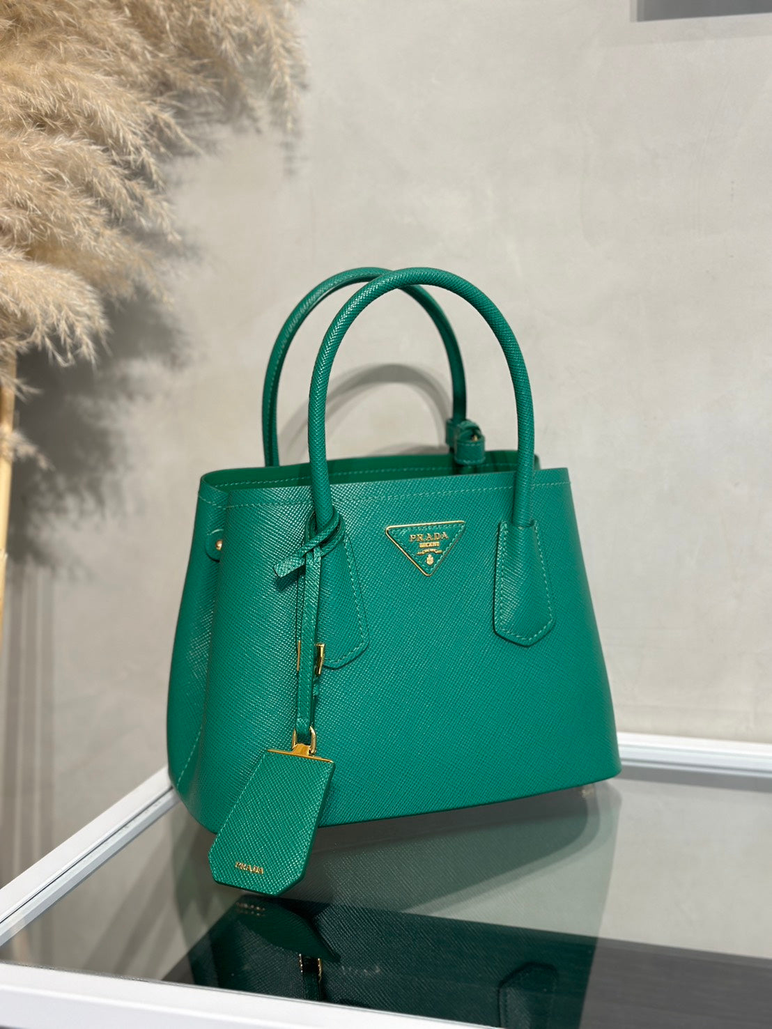 PRADA Double Saffiano手提包 - 綠