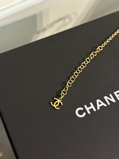 CHANEL 24P黑白琺瑯方塊雙C頸鍊