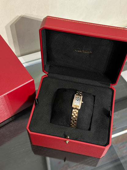 Cartier Tank Americaine 18K玫瑰金鑽石腕錶 - Mini