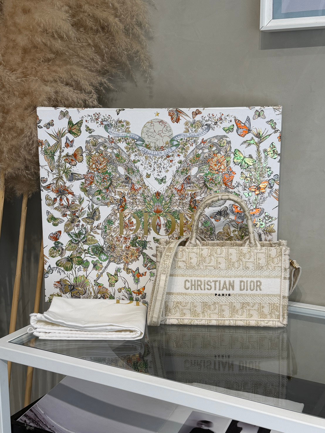 DIOR Oblique Mini Tote - 白金