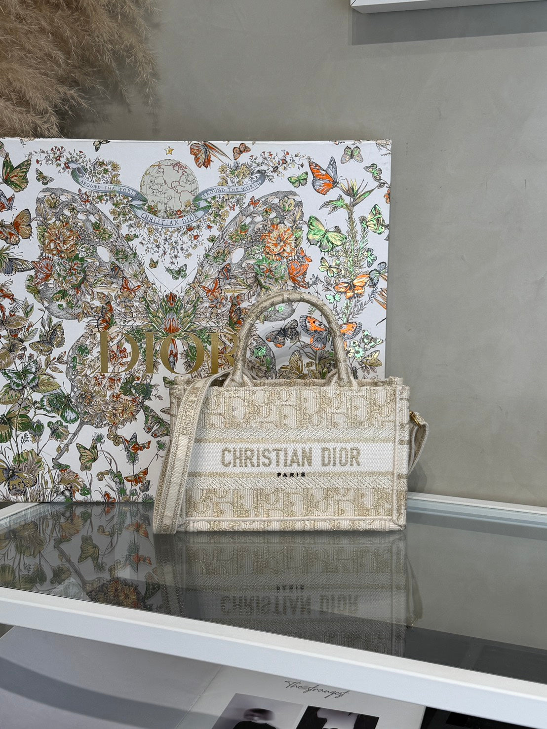 DIOR Oblique Mini Tote - 白金
