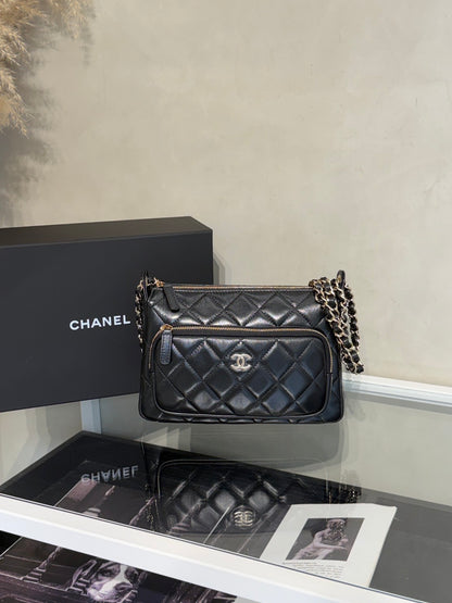 CHANEL 26P雙鍊條相機包 - 黑金