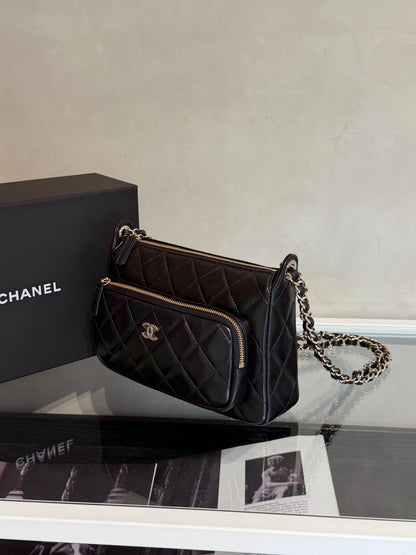 CHANEL 26P雙鍊條相機包 - 黑金