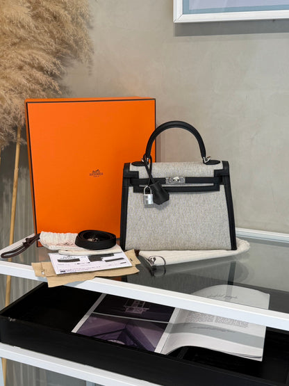 HERMES Kelly 25 - 熊貓銀 K