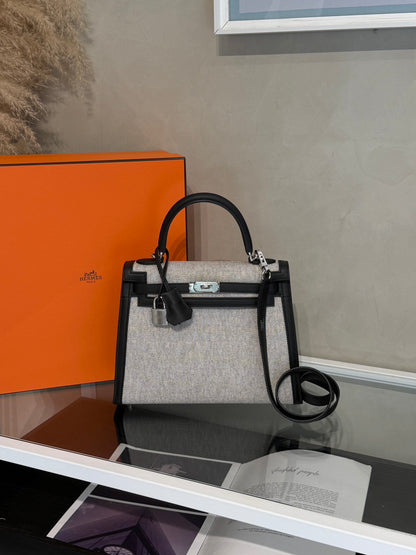 HERMES Kelly 25 - 熊貓銀 K