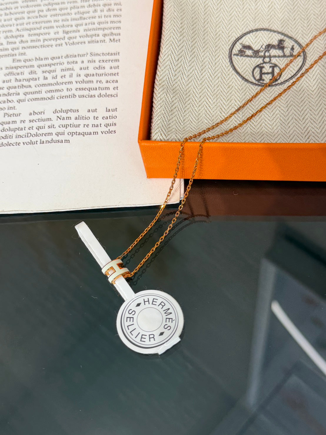 HERMES Mini Pop H項鍊 - 氣泡綠玫瑰金