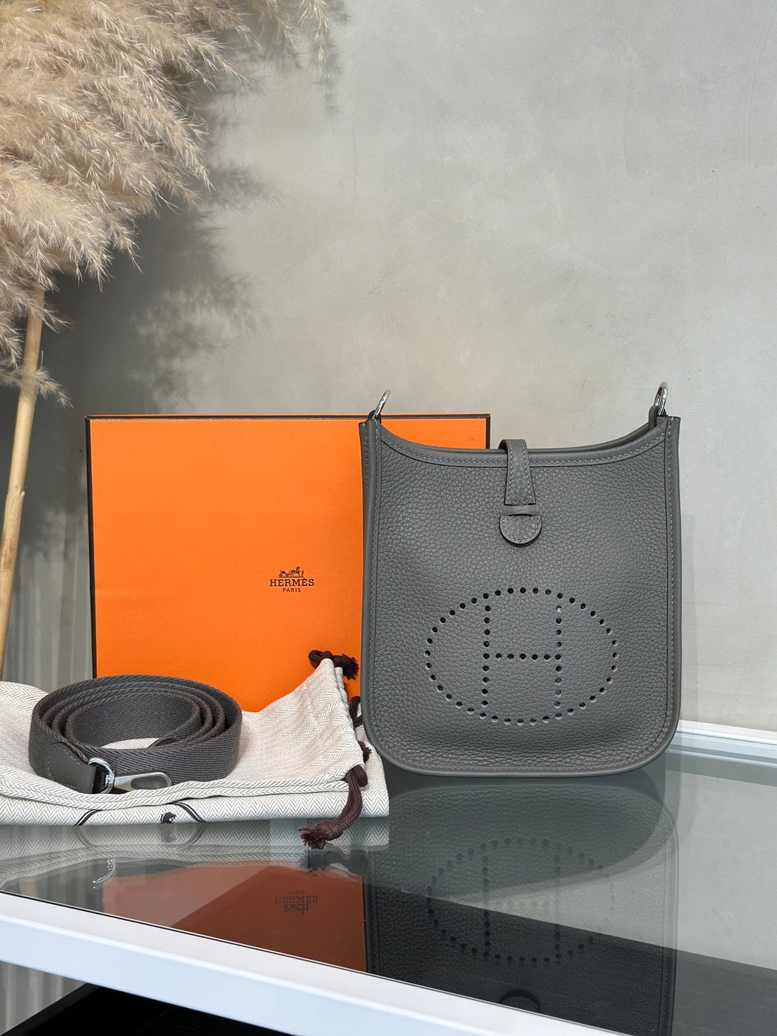HERMES Mini Evelyne - Gris Meyer 0L 積雨雲灰銀 U
