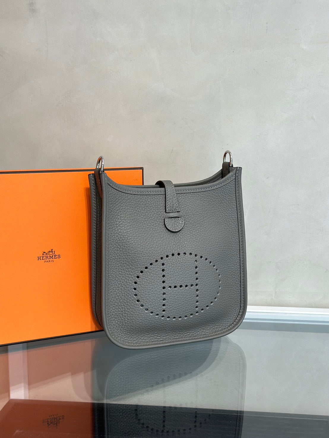 HERMES Mini Evelyne - Gris Meyer 0L 積雨雲灰銀 U