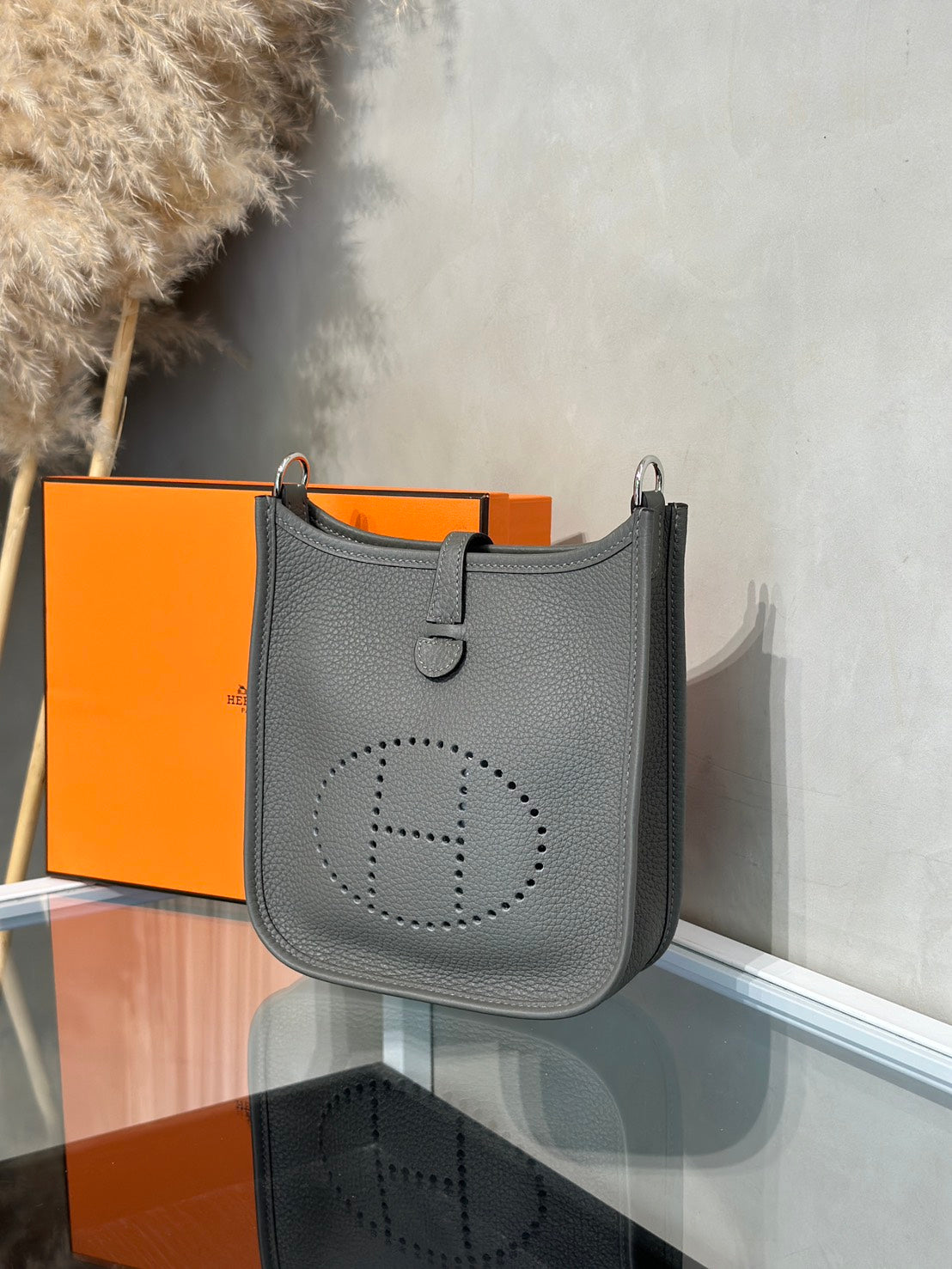 HERMES Mini Evelyne - Gris Meyer 0L 積雨雲灰銀 U