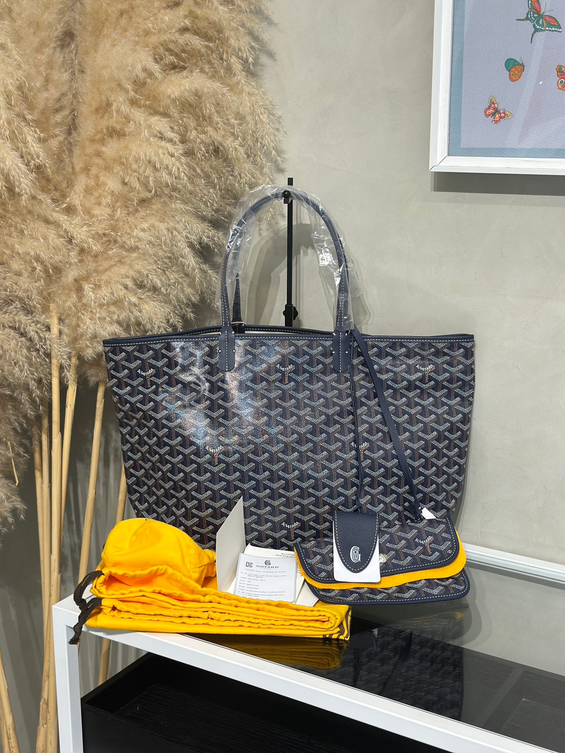 GOYARD 經典亞麻帆布Tote - 小號深藍