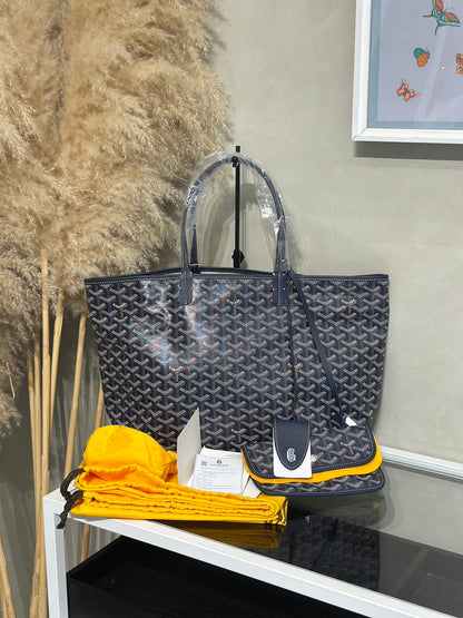 GOYARD 經典亞麻帆布Tote - 小號深藍