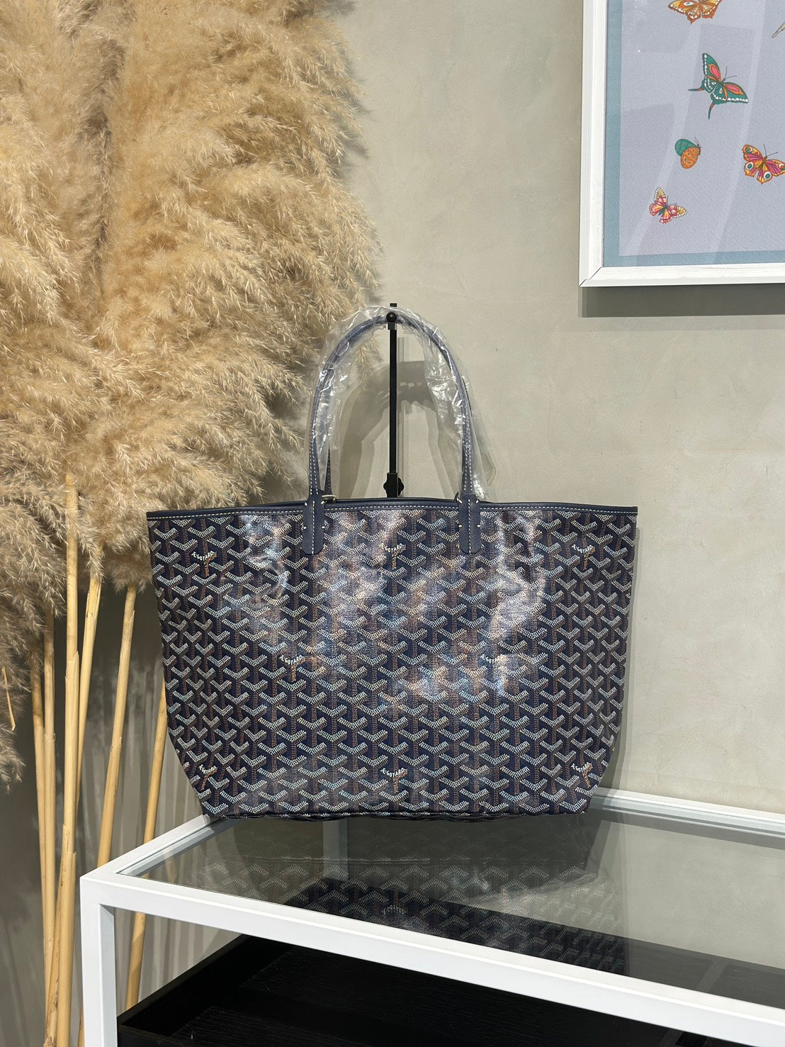 GOYARD 經典亞麻帆布Tote - 小號深藍