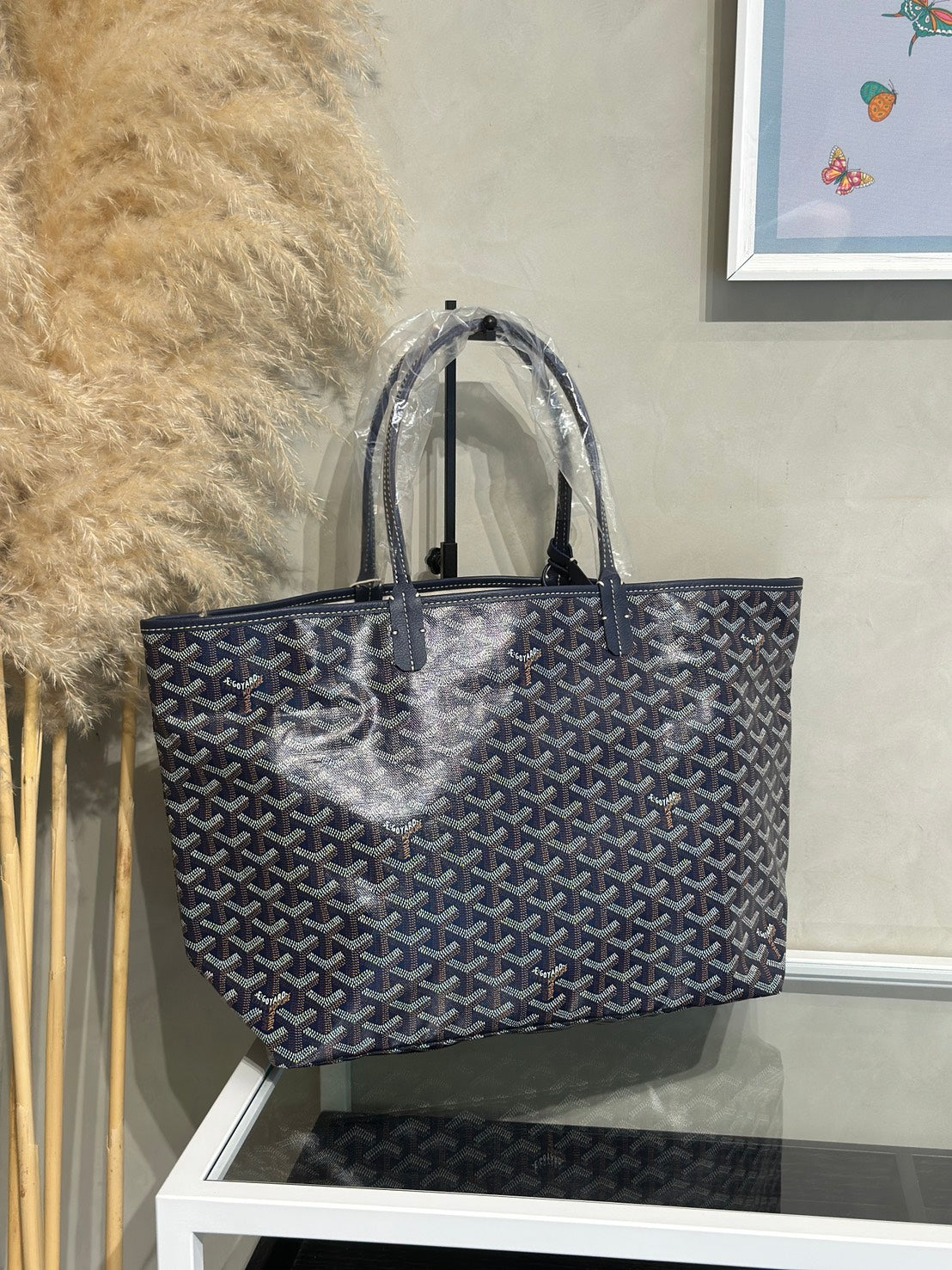 GOYARD 經典亞麻帆布Tote - 小號深藍