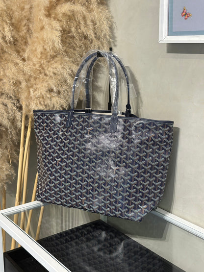 GOYARD 經典亞麻帆布Tote - 小號深藍