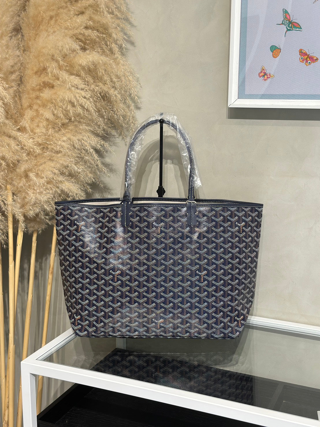 GOYARD 經典亞麻帆布Tote - 小號深藍