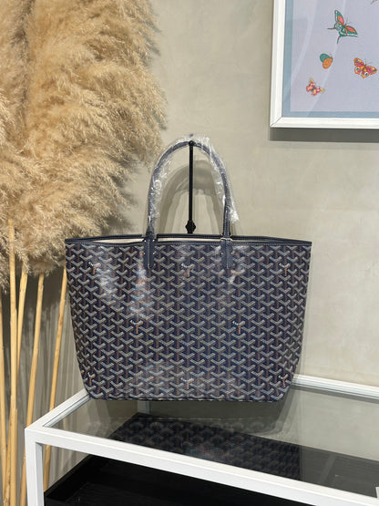 GOYARD 經典亞麻帆布Tote - 小號深藍