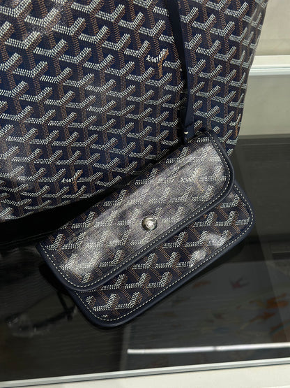 GOYARD 經典亞麻帆布Tote - 小號深藍