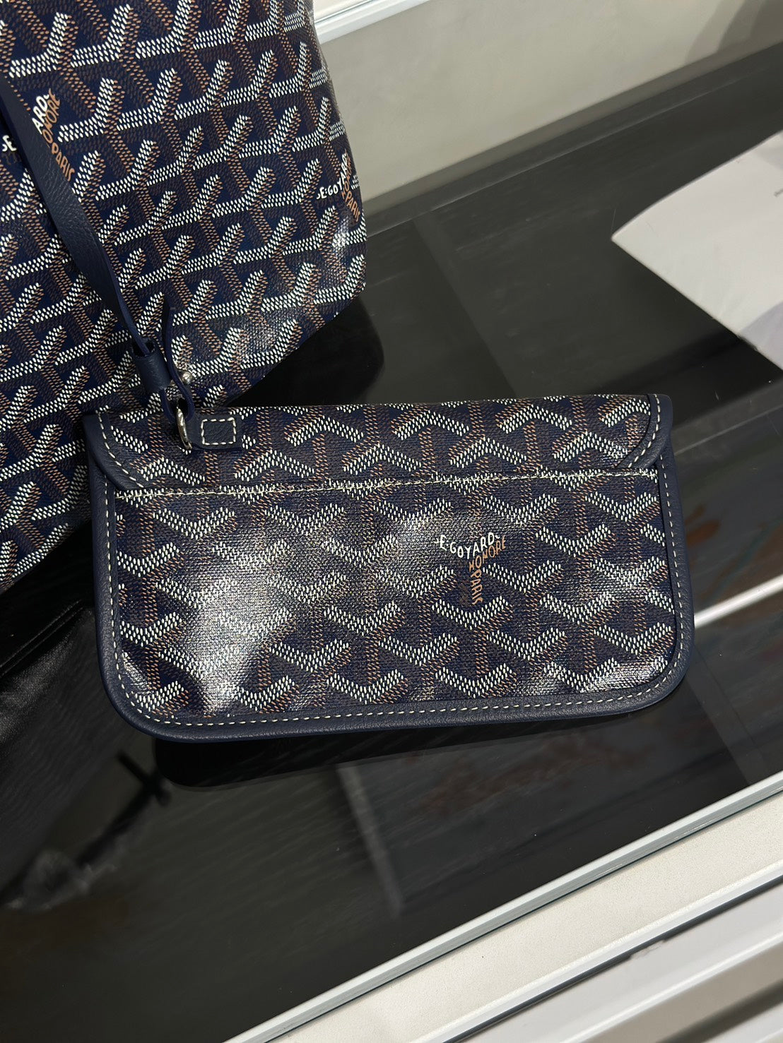 GOYARD 經典亞麻帆布Tote - 小號深藍