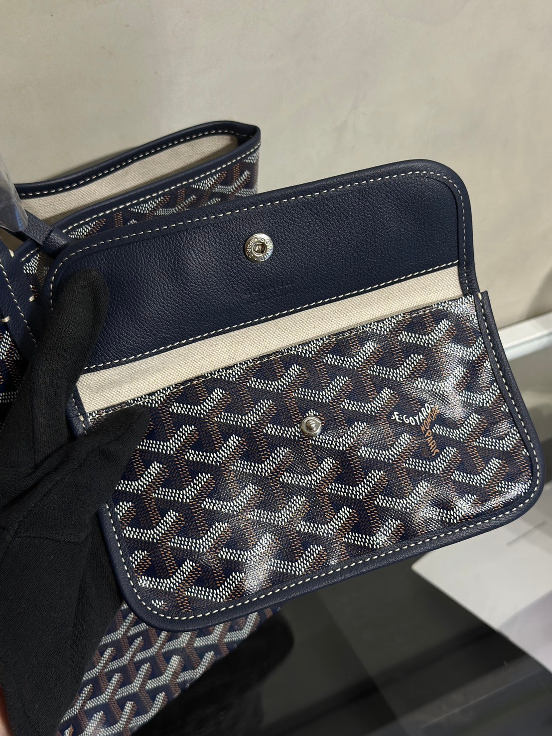 GOYARD 經典亞麻帆布Tote - 小號深藍