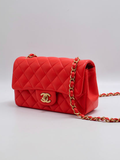 CHANEL 經典口蓋包Mini CF20 - 紅金27開