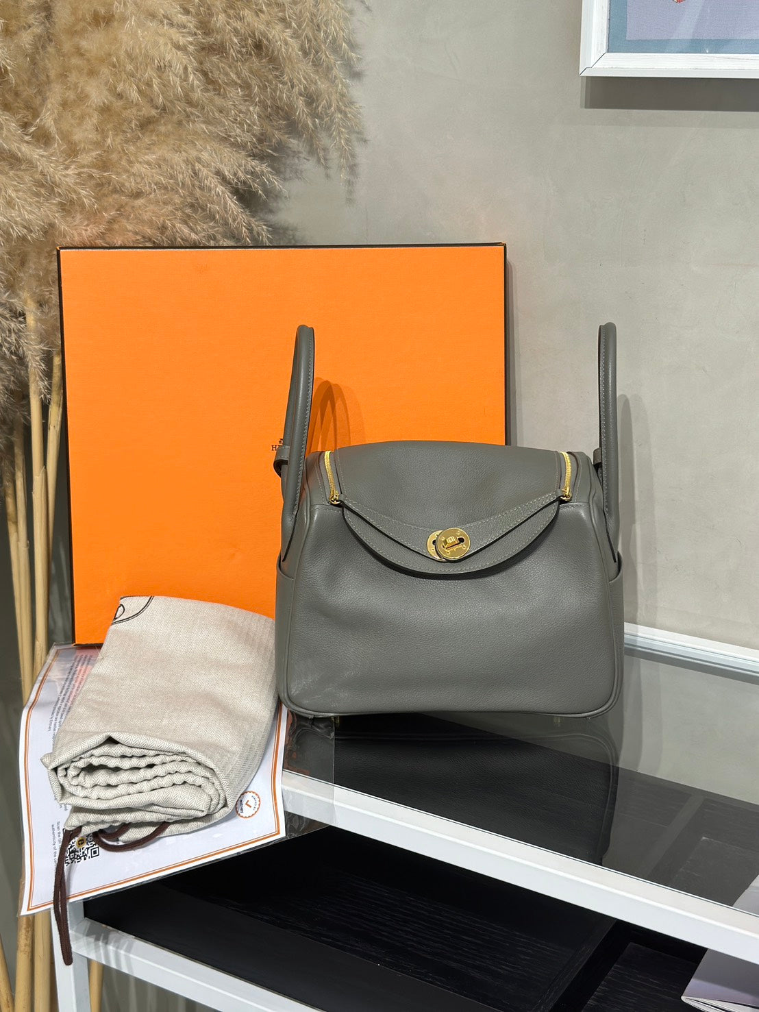 HERMES Lindy 26 - Gris Meyer 0L 積雨雲灰金 U
