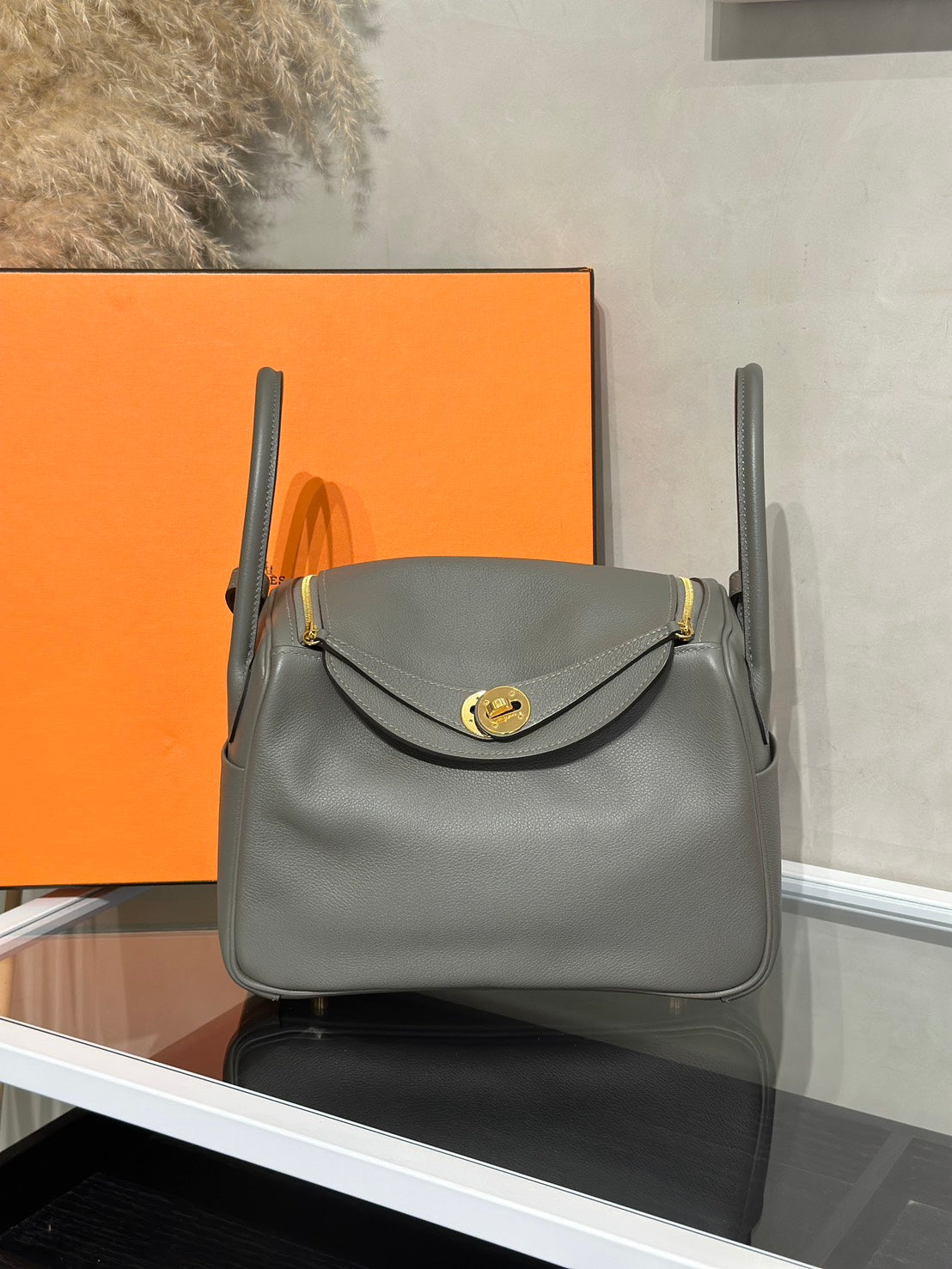 HERMES Lindy 26 - Gris Meyer 0L 積雨雲灰金 U