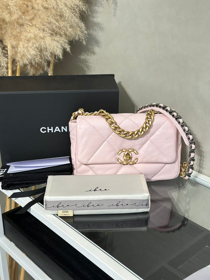 CHANEL 19 Bag 菱格紋手提肩背包 26 - 粉金