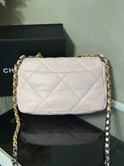 CHANEL 19 Bag 菱格紋手提肩背包 26 - 粉金