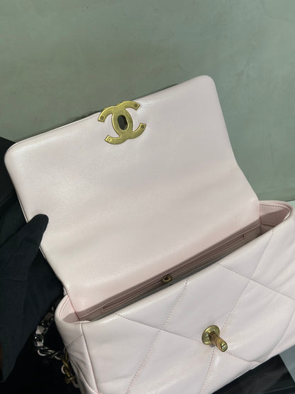 CHANEL 19 Bag 菱格紋手提肩背包 26 - 粉金