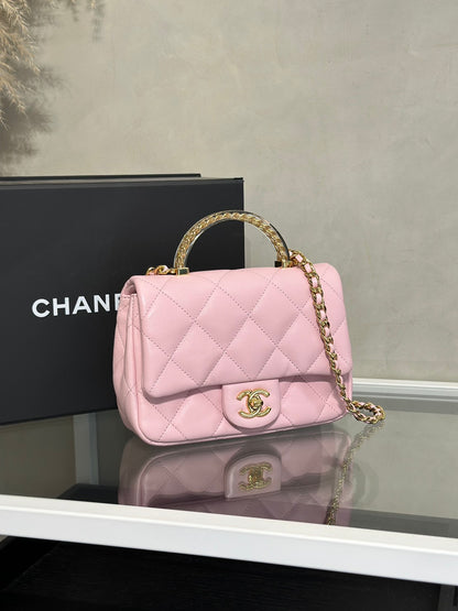 CHANEL 24S壓克力手提Mini CF20 - 粉金