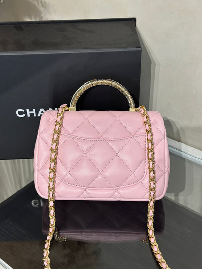 CHANEL 24S壓克力手提Mini CF20 - 粉金