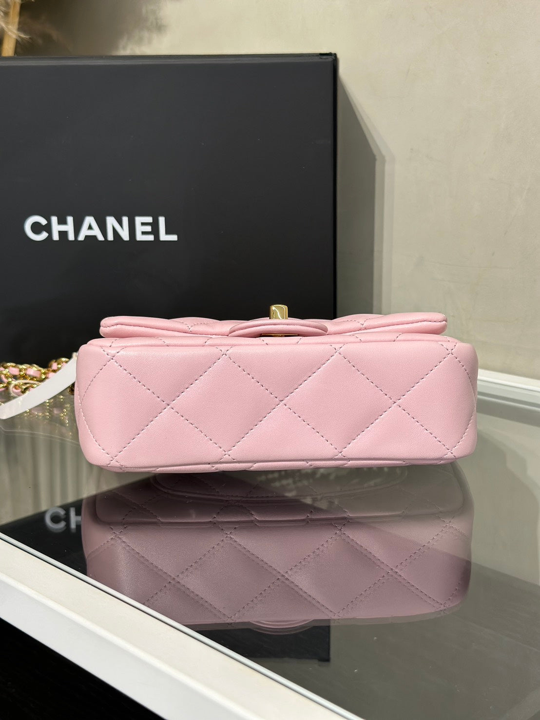 CHANEL 24S壓克力手提Mini CF20 - 粉金