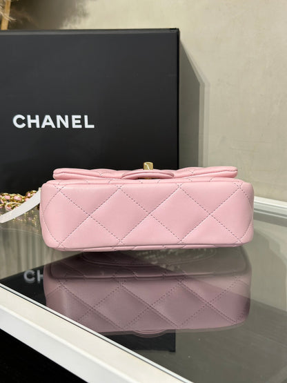 CHANEL 24S壓克力手提Mini CF20 - 粉金