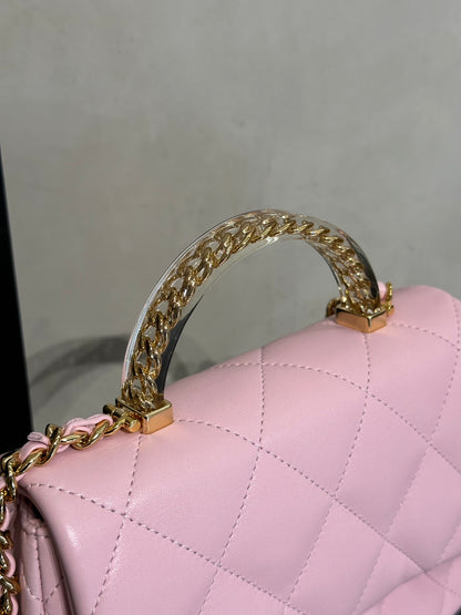 CHANEL 24S壓克力手提Mini CF20 - 粉金