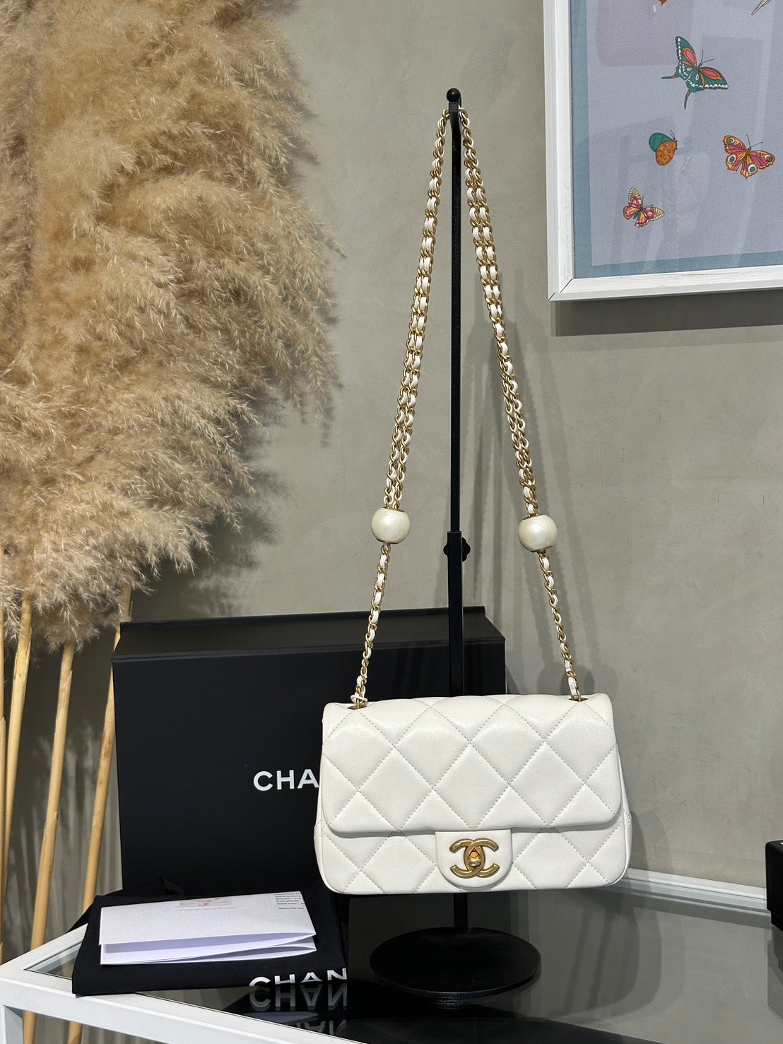 CHANEL 24S珍珠湯圓調節口蓋包 20 - 白金