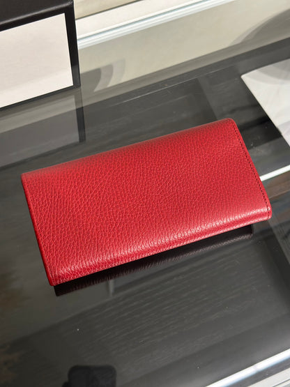 GUCCI GG雙折翻蓋長夾 - 紅