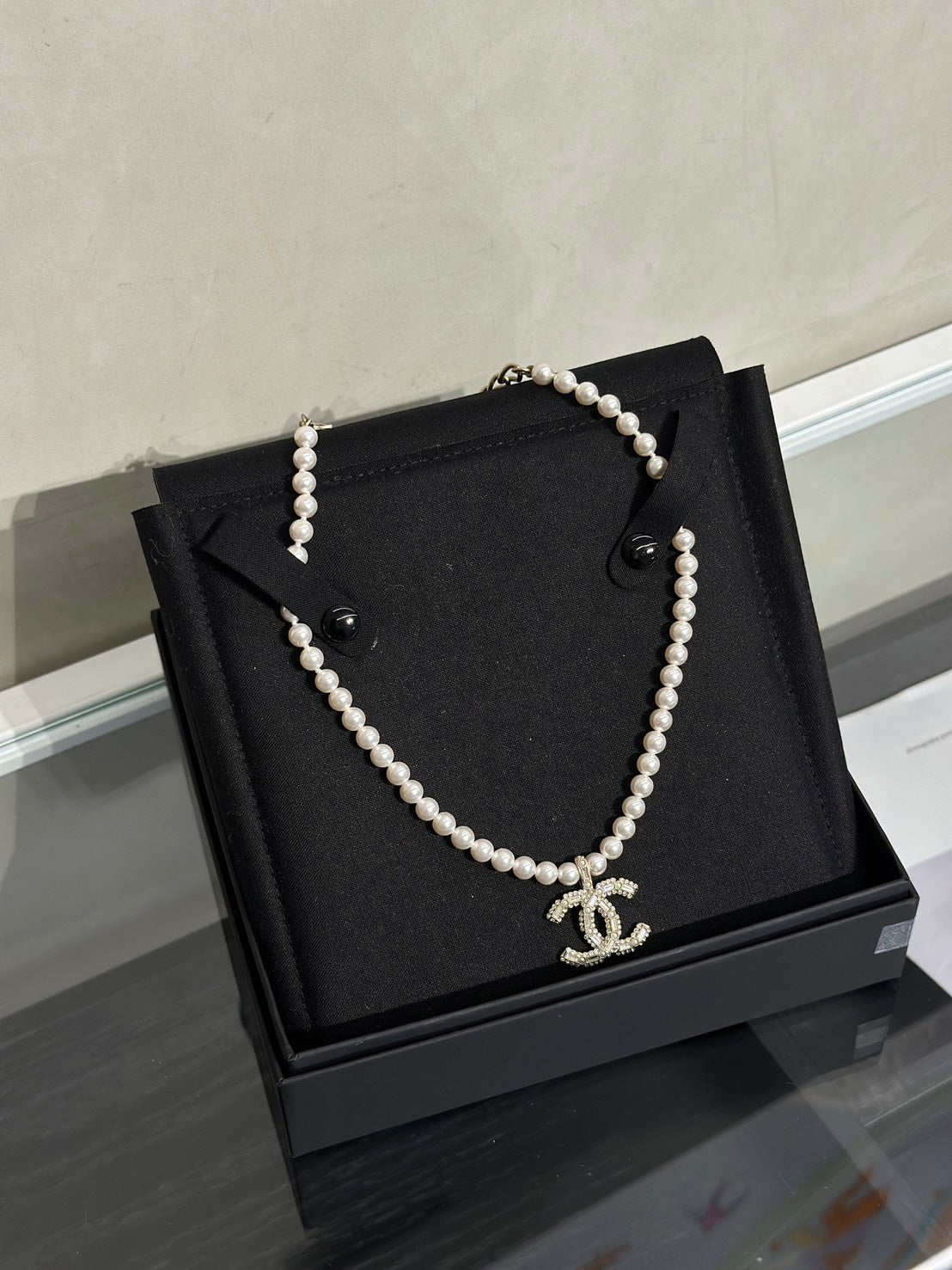 CHANEL 24V珍珠水鑽項鍊