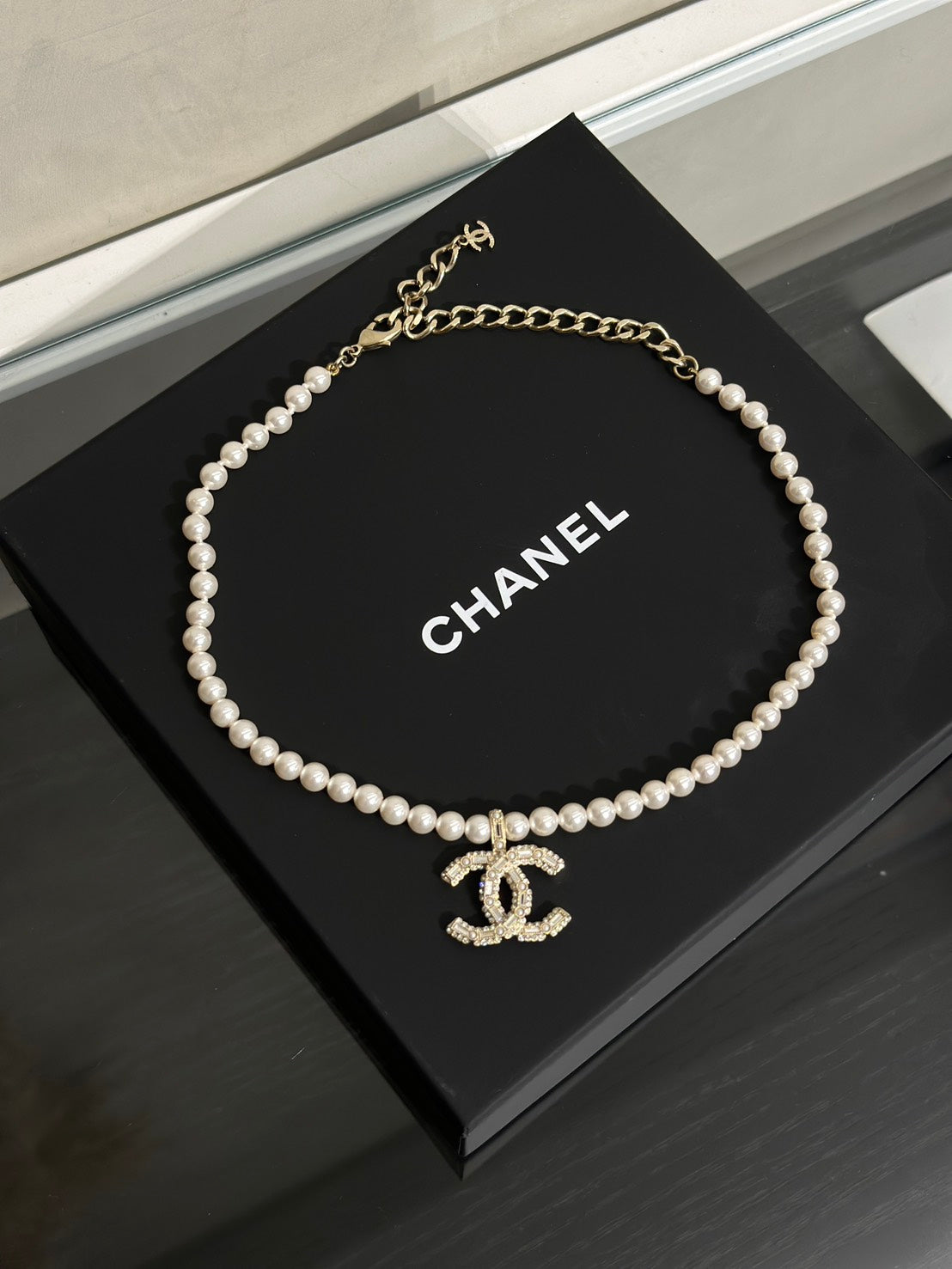 CHANEL 24V珍珠水鑽項鍊