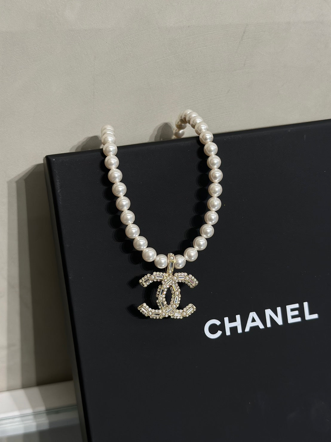 CHANEL 24V珍珠水鑽項鍊