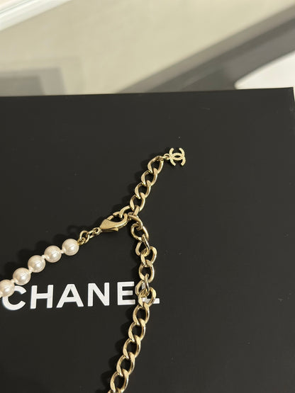 CHANEL 24V珍珠水鑽項鍊