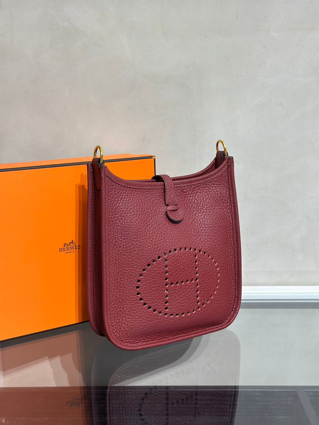 HERMES Mini Evelyne - Rouge H 55 愛馬仕紅金 B