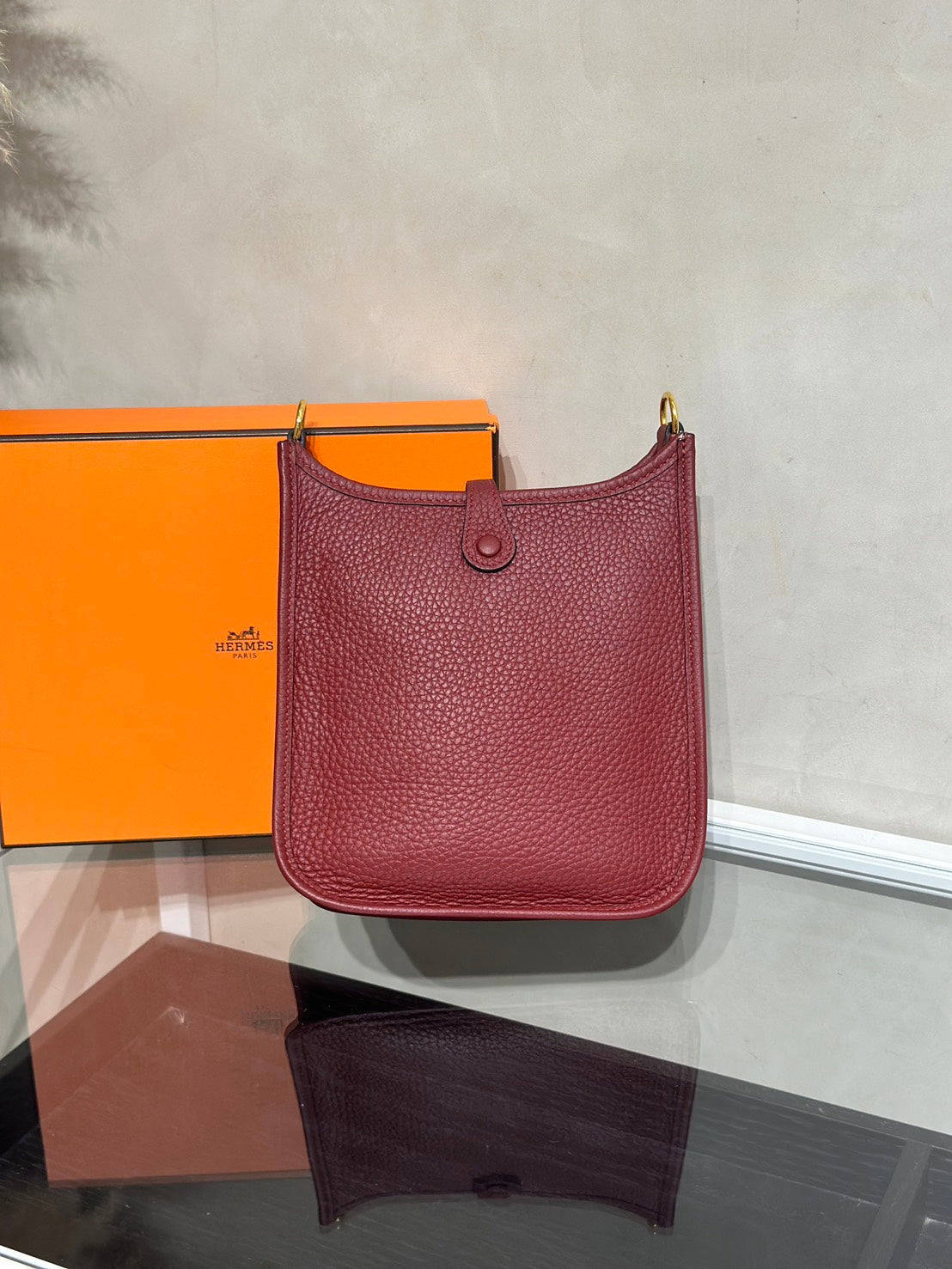 HERMES Mini Evelyne - Rouge H 55 愛馬仕紅金 B