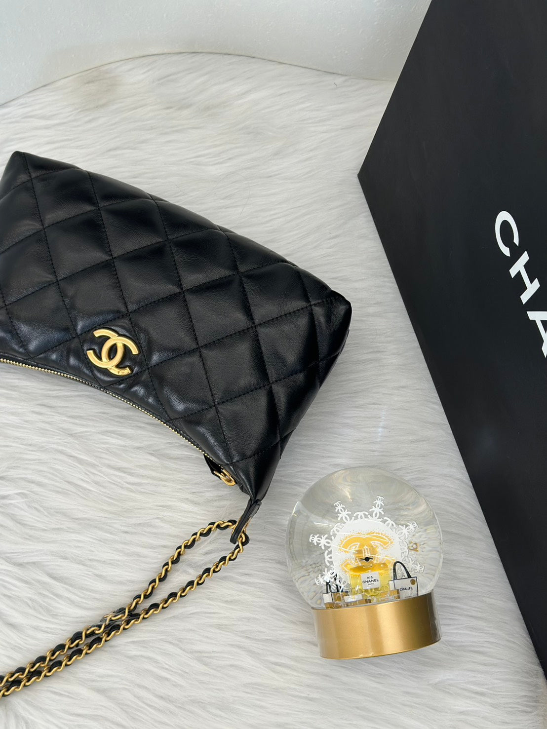 CHANEL 25S皮穿鍊單肩包 - 黑金