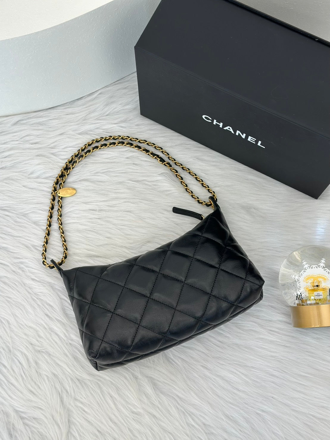 CHANEL 25S皮穿鍊單肩包 - 黑金