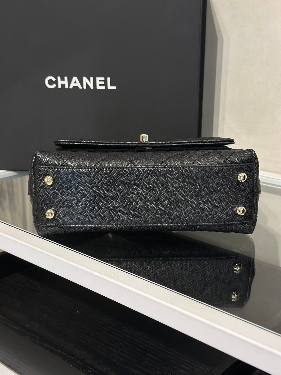 CHANEL Coco Handle蜥蜴紋壓花手柄 - 小號黑金
