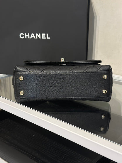 CHANEL Coco Handle蜥蜴紋壓花手柄 - 小號黑金