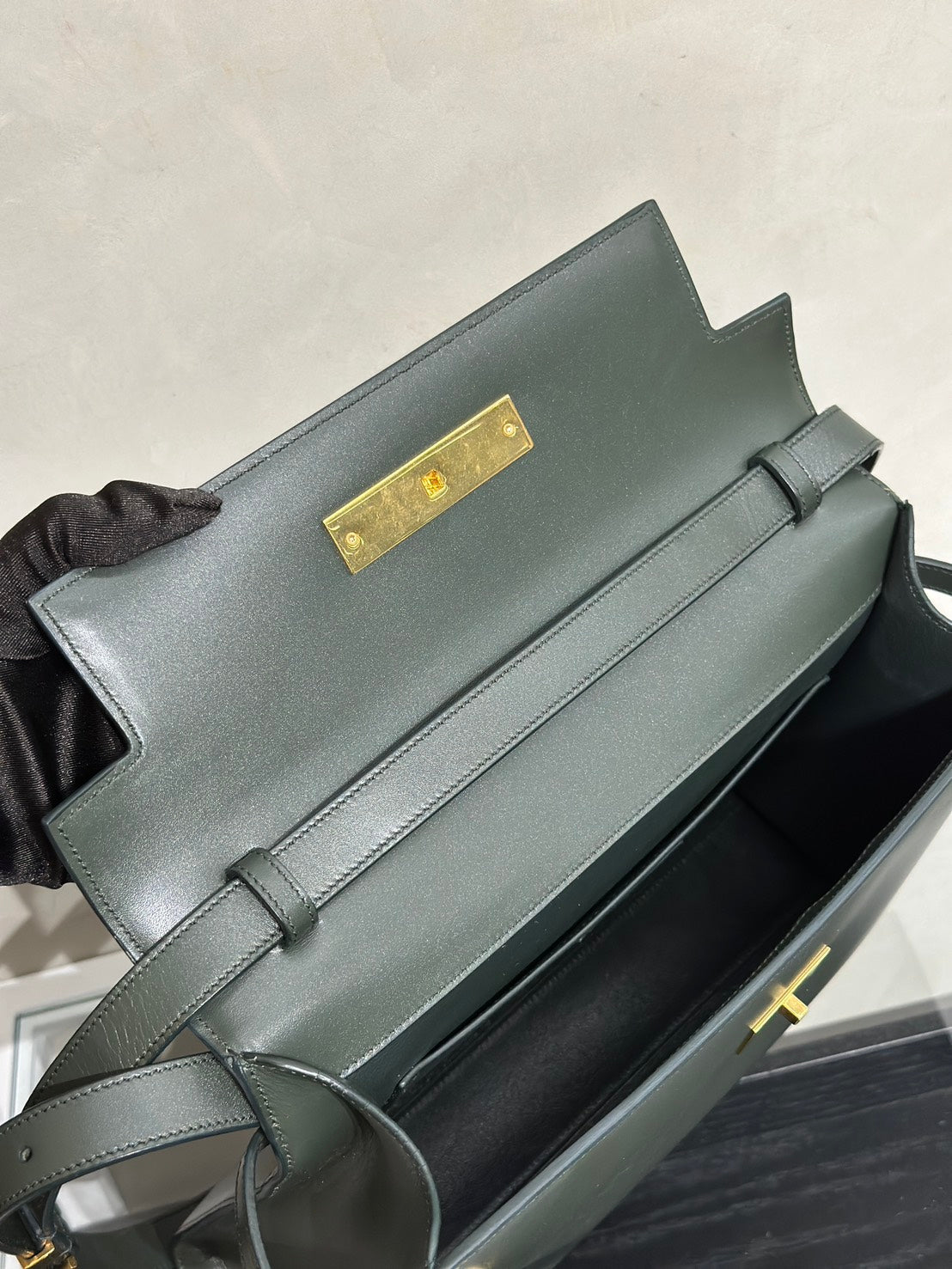 YSL 曼哈頓單肩包 - 中號墨綠