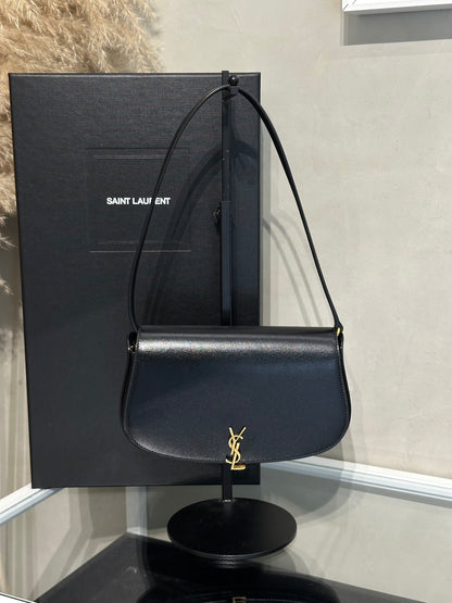YSL Voltaire Box半月型小牛皮單肩包 - 黑金