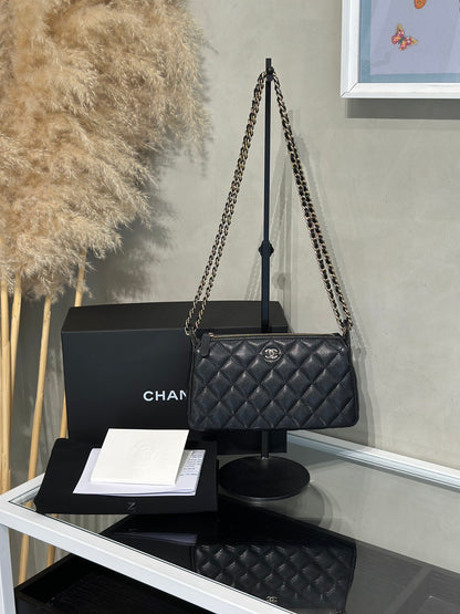 CHANEL 雙鍊條麻將包 - 黑金