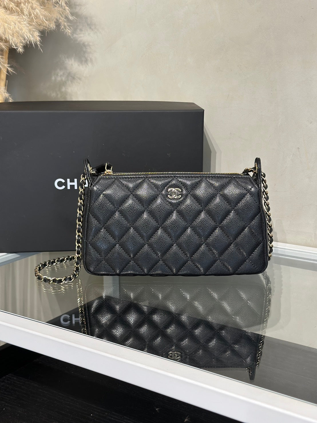 CHANEL 雙鍊條麻將包 - 黑金